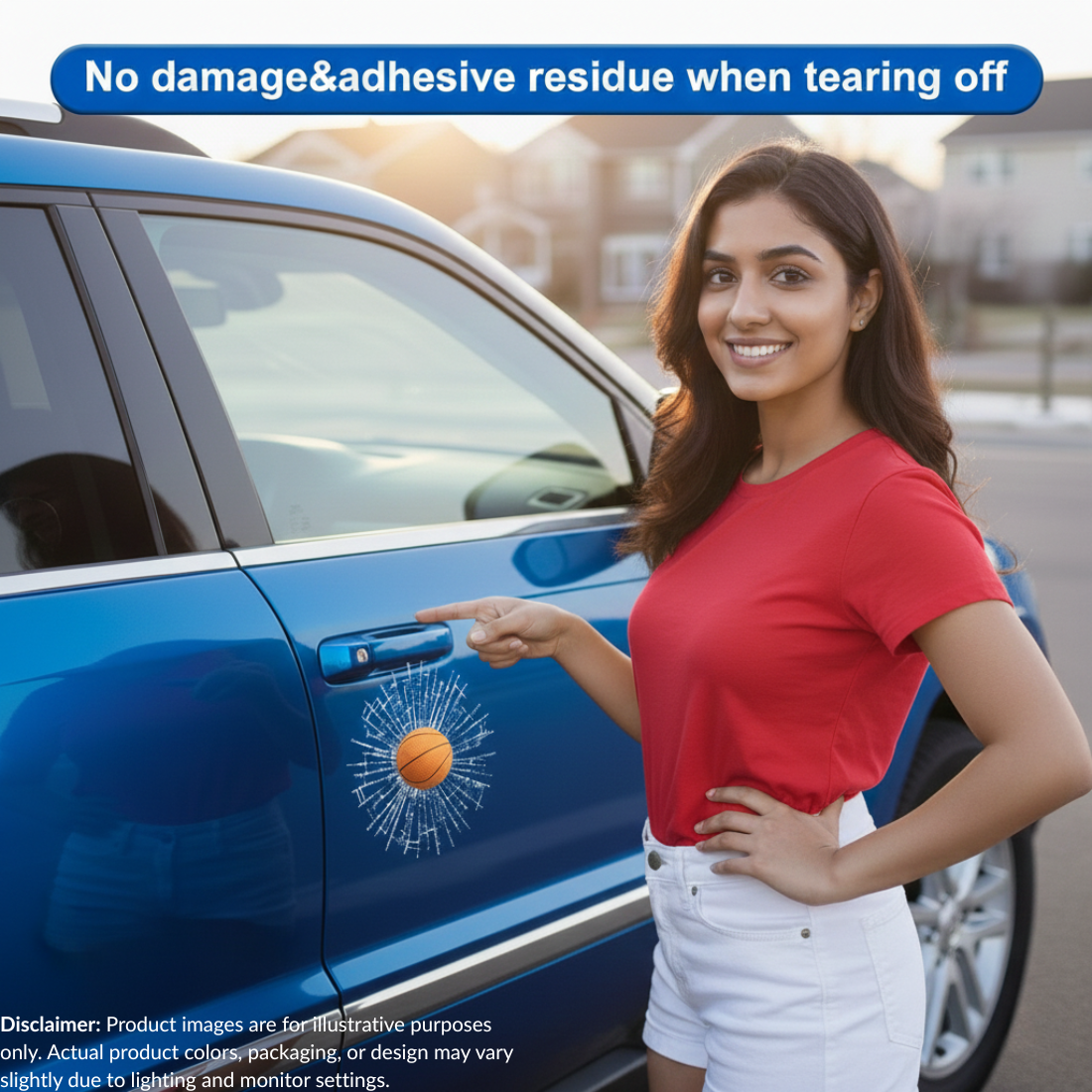 3D Broken Glass Football Car Sticker