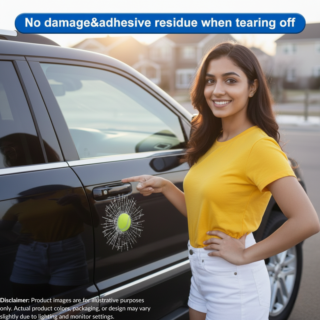 3D Broken Glass Football Car Sticker